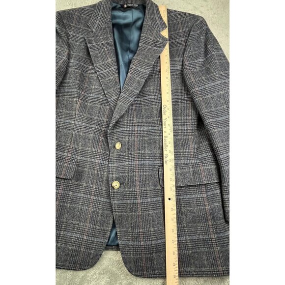 Vintage Austin Reed Blazer Mens 44R Gray Plaid Tweed Wool Houndstooth USA Made - Picture 7 of 14